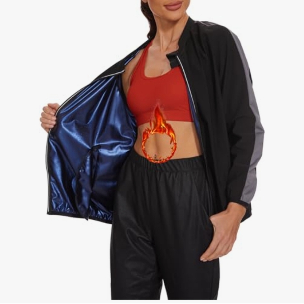 LAZAWG Sauna Suit Women Slimming Sweat Jacket ~ Black